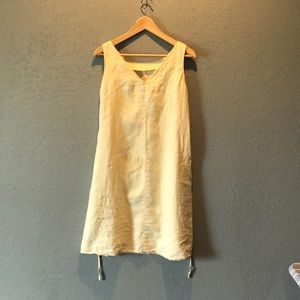 Yellow 100% linen dress